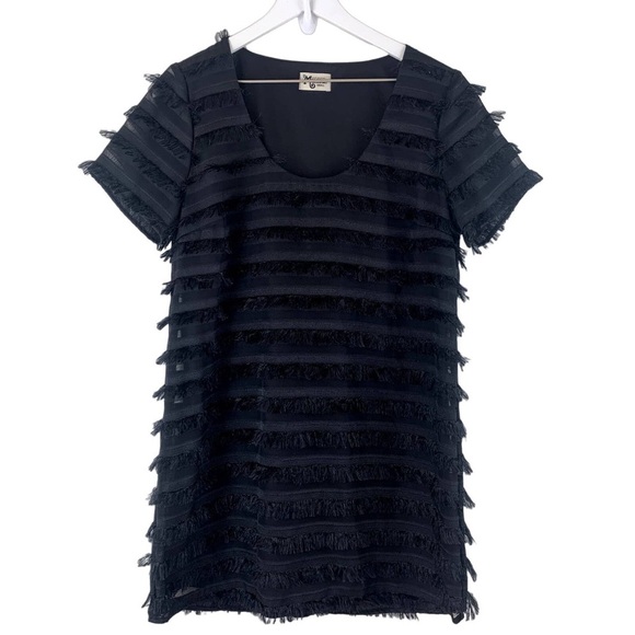 Show Me Your Mumu Sz Small Fringe Shift Pullover Dress Black Casual Cocktail - Picture 1 of 5